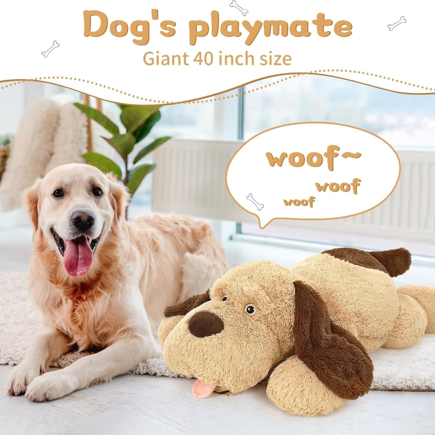Oversized 40-Inch Brown Dog Plush Toy – Ultimate Comfort for Kids' Rooms