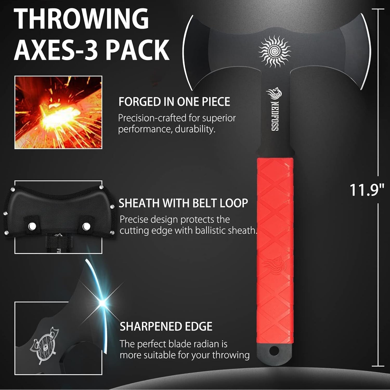 Lightweight 11.9" Viking Axe Throwing Set with Sheath - Perfect for Competitions