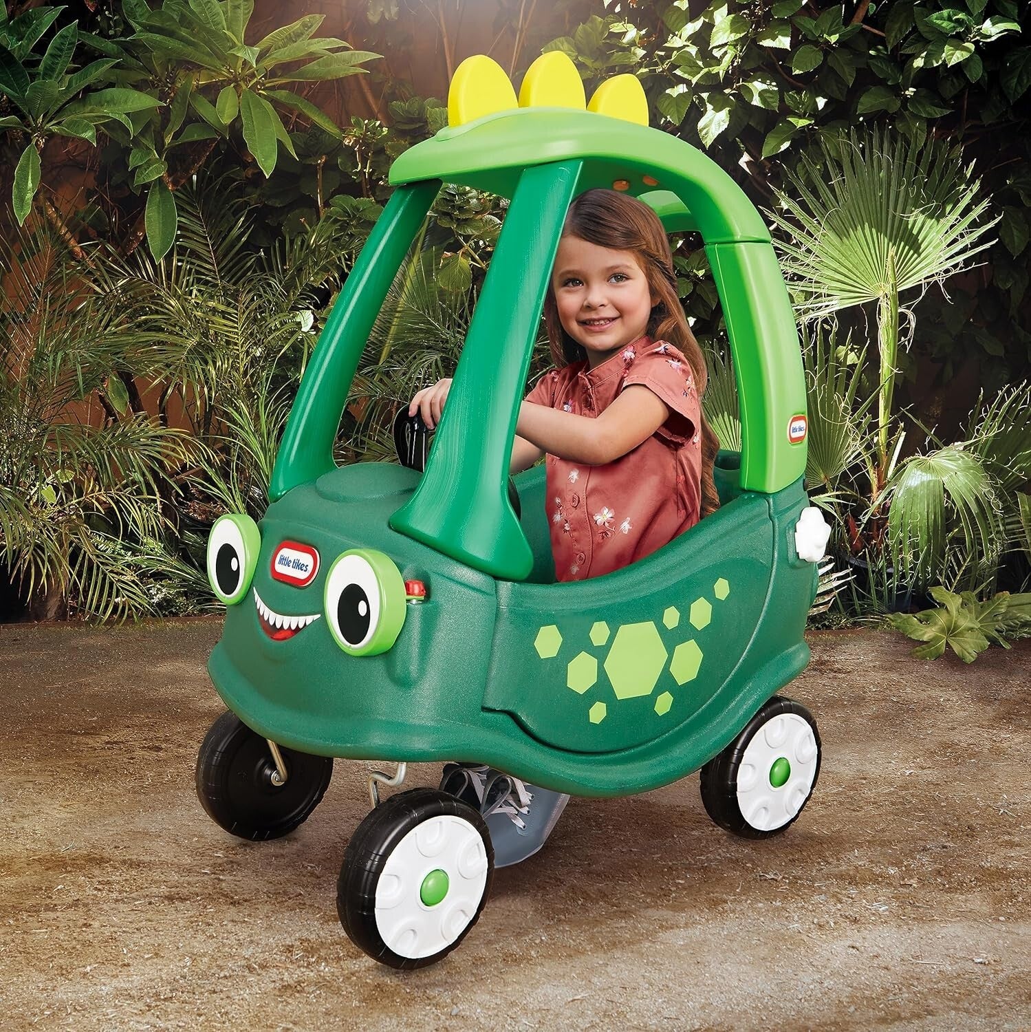 Dinosaur-Themed Cozy Coupe with Push Handle - Ideal for Indoor & Outdoor Fun
