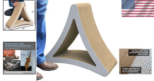 Stylish Slate Grey 3-Sided Cat Scratching Pad with Play Cubby - Durable Design