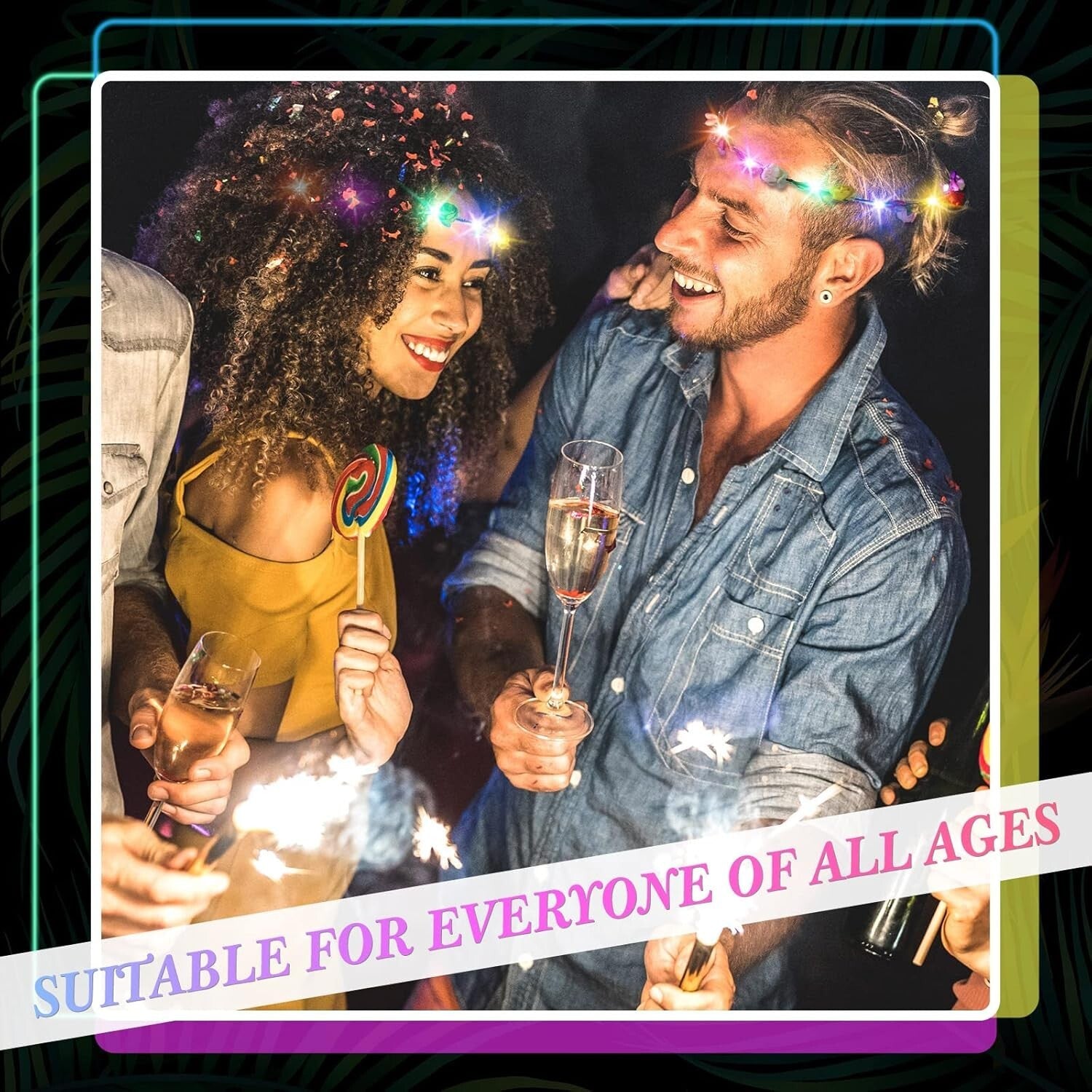 Festive Luminous Flower Crowns - 64 Durable Headbands for All Celebrations