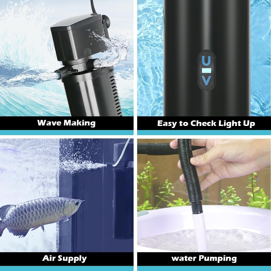 Separate Control U-V Fish Tank Filter - Clean Water & Fresh Smells Guaranteed