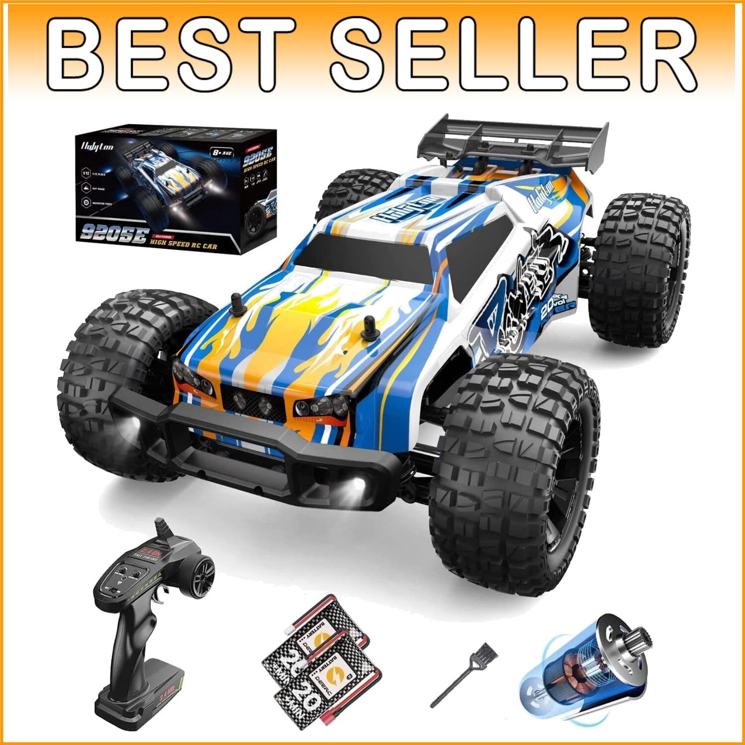 All-Terrain 4WD RC Car with LED Lights - 1:10 Scale, Perfect for Kids & Adults