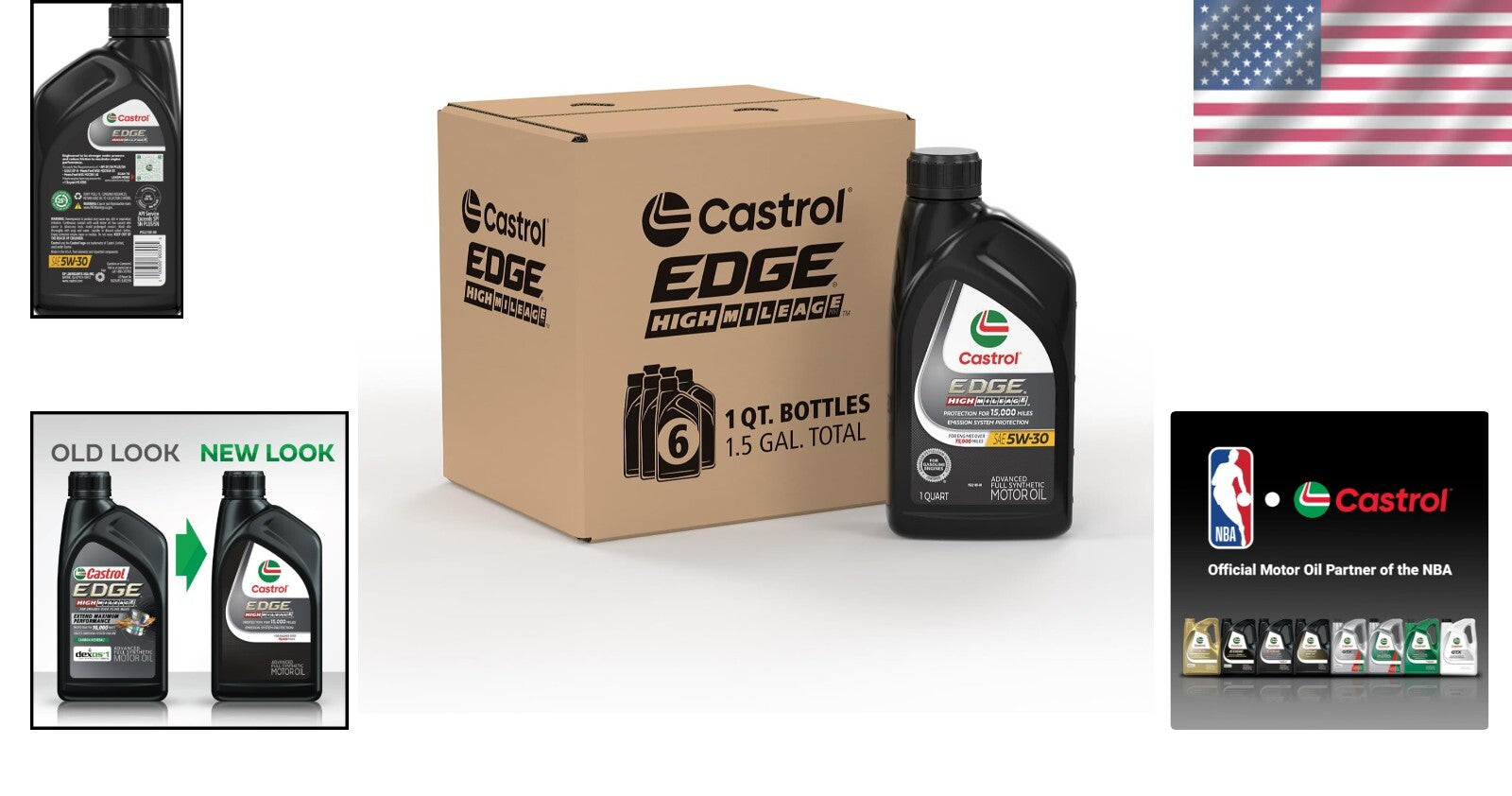 6 Quarts of EDGE High Mileage 5W-30 Synthetic Oil - Engine Performance Booster