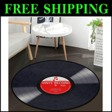 Load image into Gallery viewer, Stylish Solid Music Record Round Rug - 4' Memory Foam Carpet for Home Decor