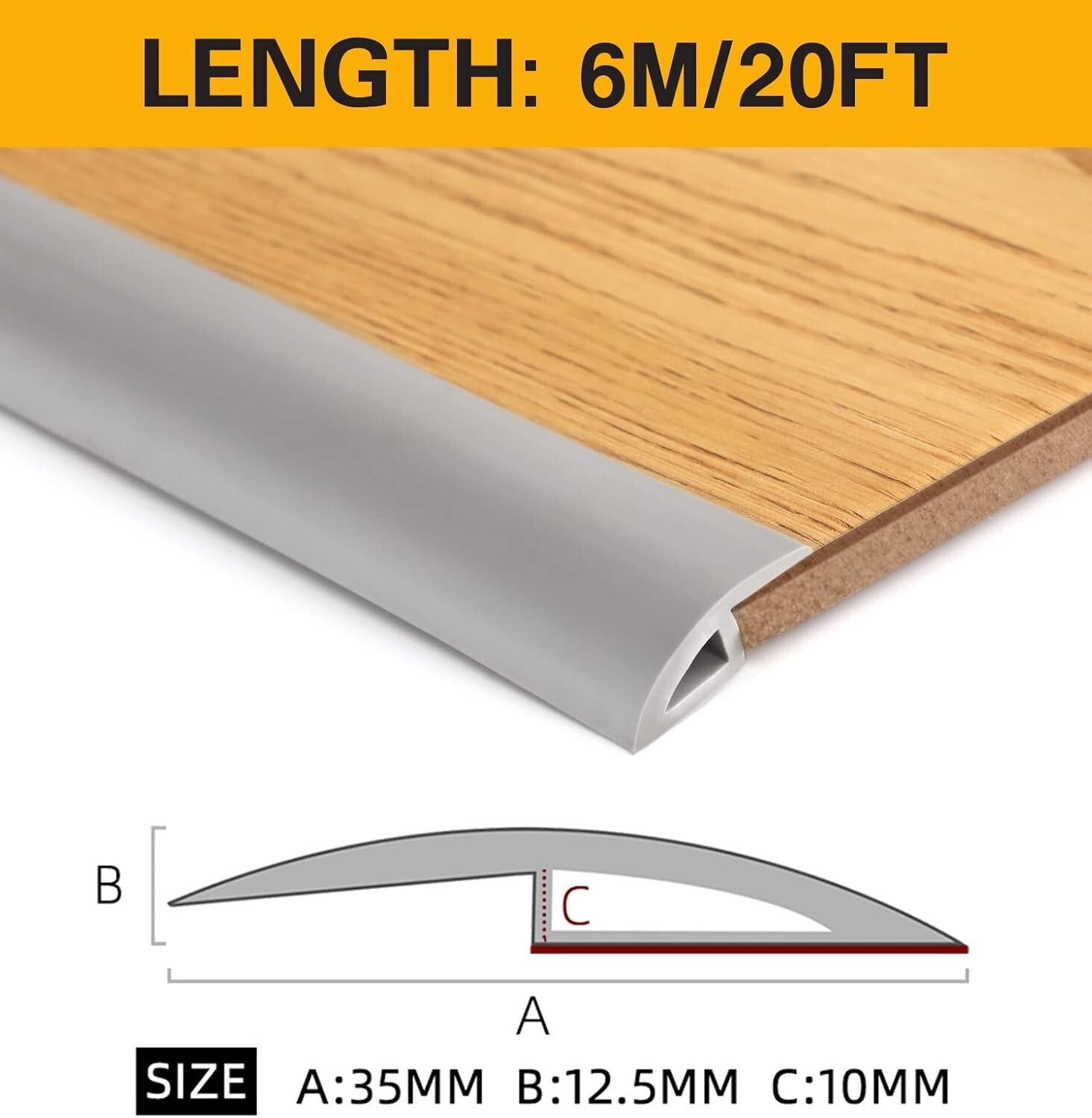 Minimalist Gray Floor Edging Strip - Self-Adhesive Transition for 9-10MM Heights