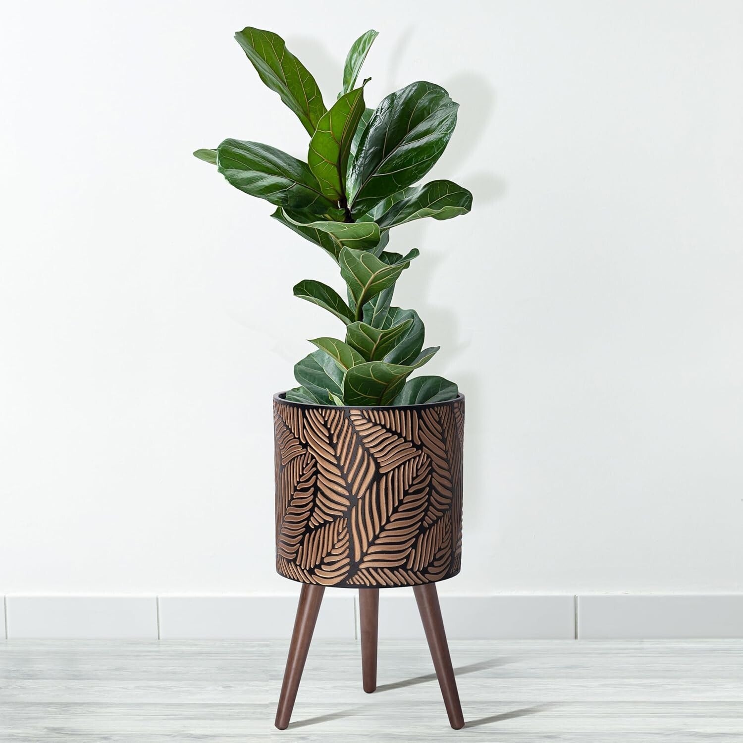 Stylish 12-Inch Plant Pot with Stand – Fiberglass Resin, Eco-Friendly Design