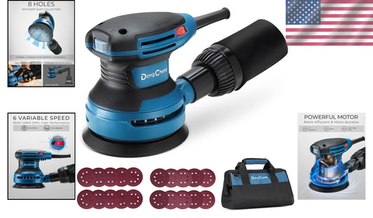 5-Inch Random Orbital Sander 380W with 20 Sandpapers & Dust Bag for Woodwork