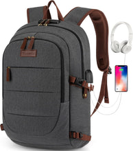 Load image into Gallery viewer, Secure and Stylish Canvas Laptop Backpack with Headphone Port - 20 x 11.8 Inch