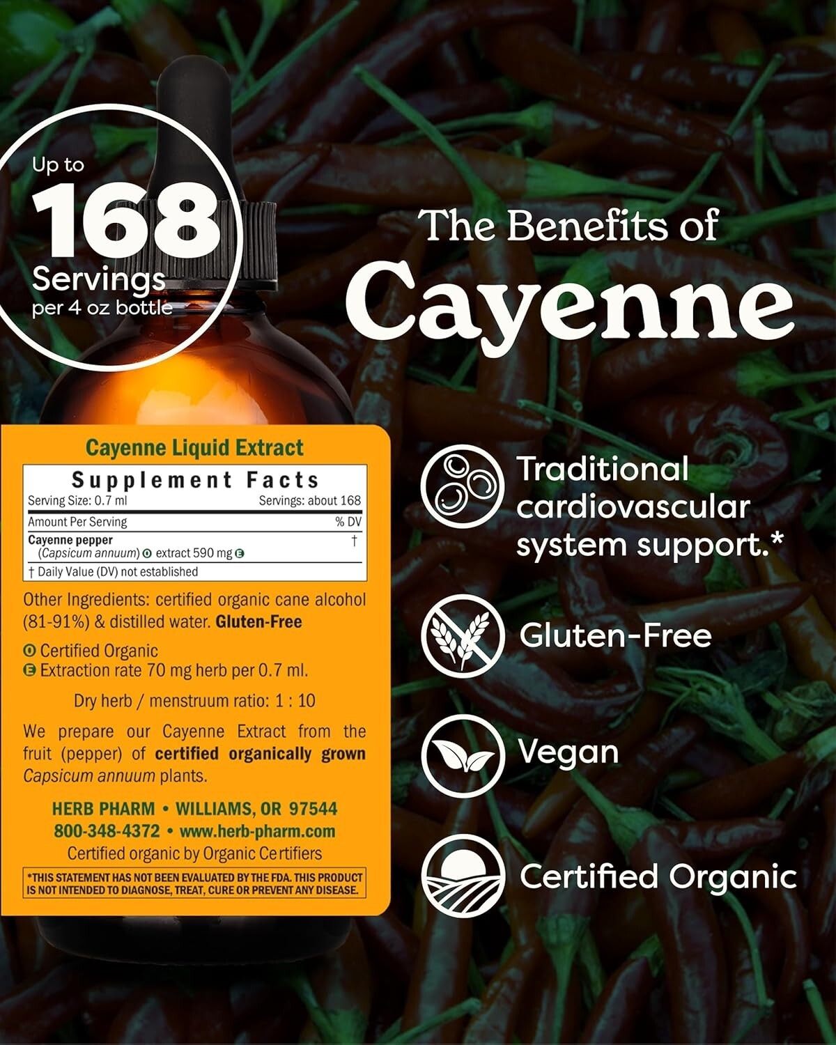 Cardiovascular and Circulatory Support - 4 Ounce Organic Cayenne Liquid Extract