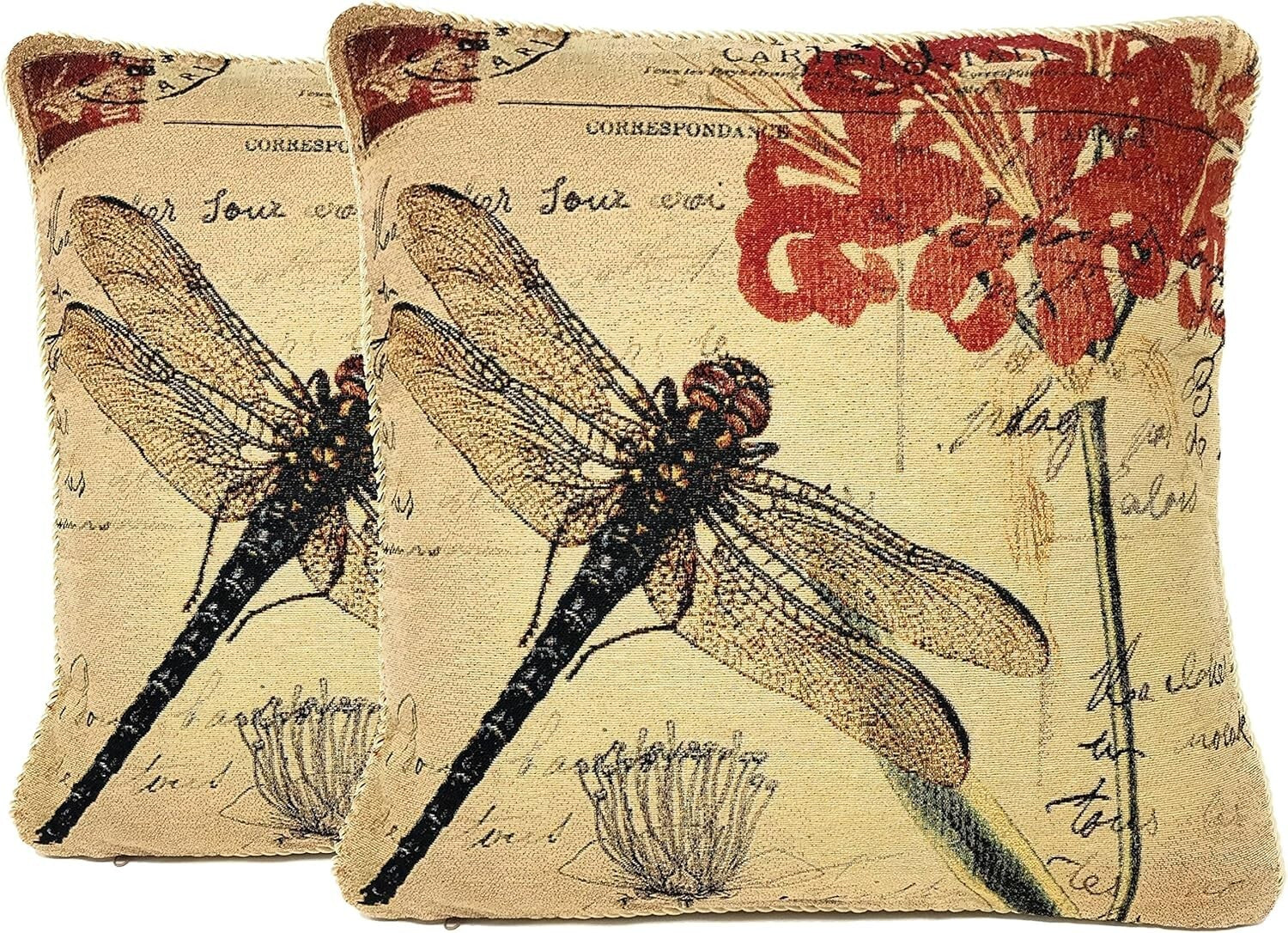 18x18 Dragonfly Cushion Covers - Durable & Stylish Set of 2 for Living Room