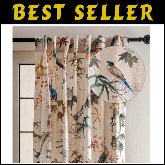 Elegant 84" Cotton Toile Curtains in Beige - Perfect for Cozy Interiors