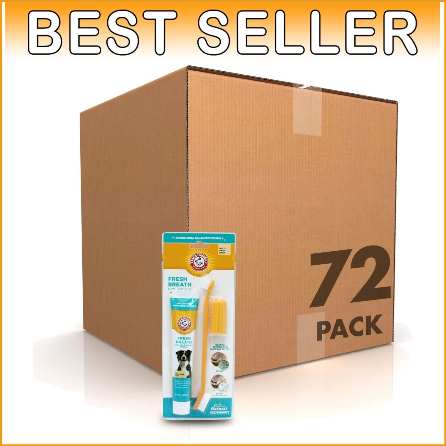 Gentle 3-Piece Dog Dental Kit for Tartar Reduction & Fresh Breath - 72 Pack