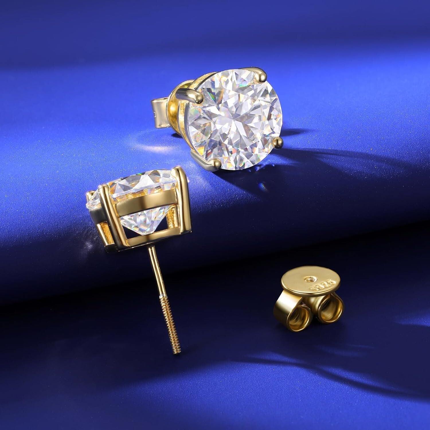 Elegant Moissanite Screw Back Earrings, 0.6ct to 8.0ct, Hypoallergenic Design