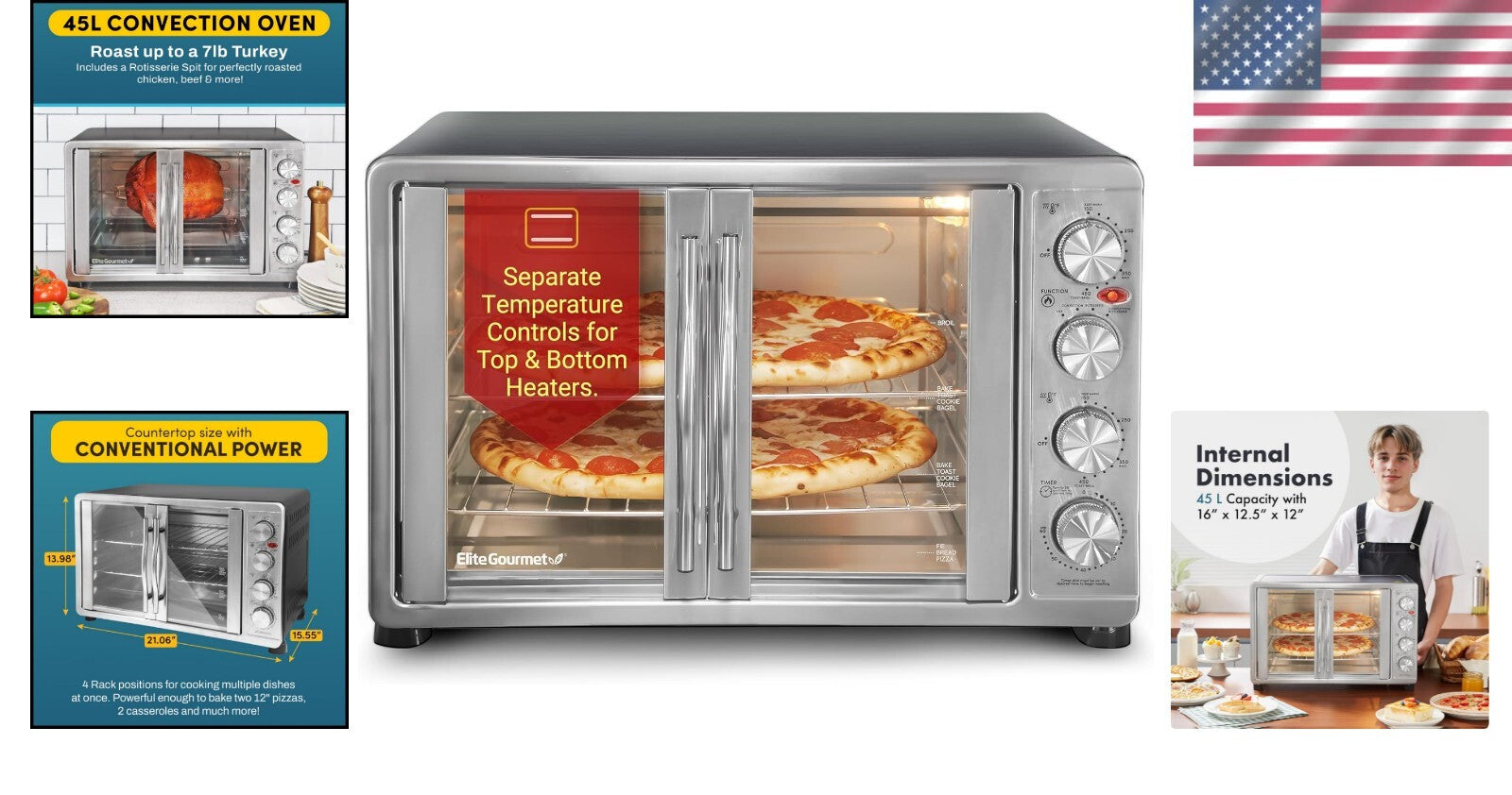 18-Slice French Door Convection Oven - Ultimate Rotisserie & Baking Appliance
