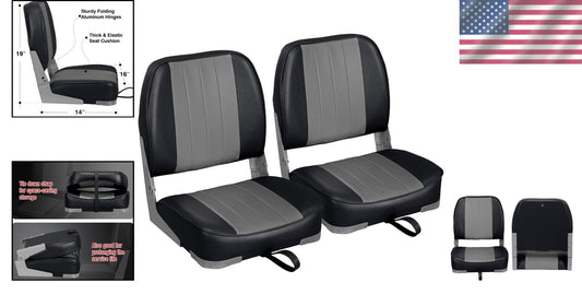 Lightweight Folding Boat Seats - Marine Vinyl with Cushion for Fishing Comfort