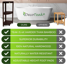 Load image into Gallery viewer, Durable Teak Shower Caddy with Adjustable Feet - Perfect for Corner Spaces