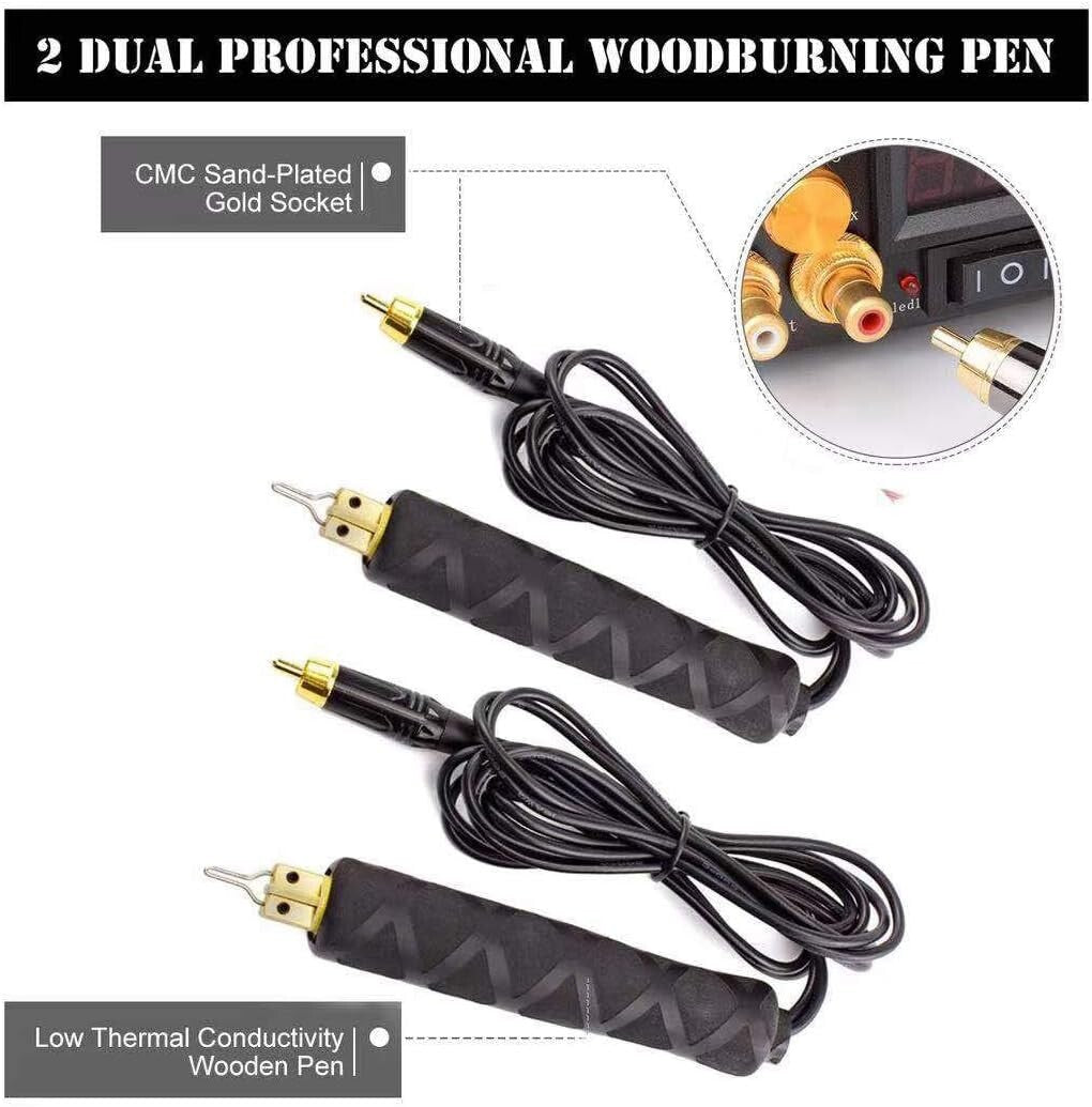 Adjustable Temperature Wood Burning Kit with Dual Pens & Accessories for Artists