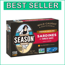 Load image into Gallery viewer, Wild Caught Brisling Sardines in Tomato Sauce - High Protein Keto Snack, 12-Pack
