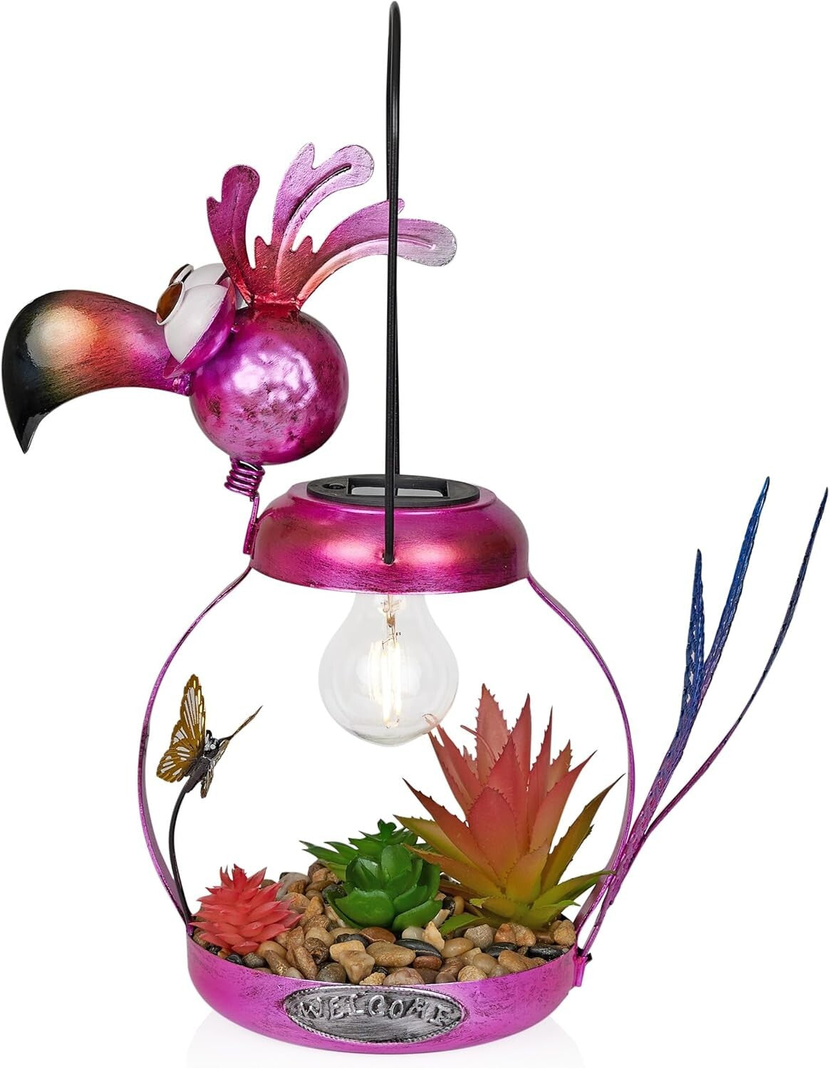 Charming 16'' Solar Metal Flamingo with LED Light – Perfect Outdoor Decor Piece
