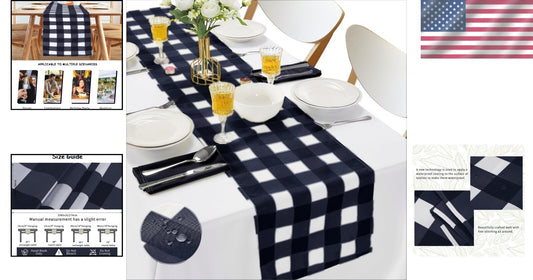 Durable Waterproof Table Runners - 12-Pack 14x108 Gingham for Parties & Weddings