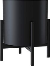 Load image into Gallery viewer, Lightweight 14-Inch Matte Black Plant Pot with Drainage - Mid-Century Essential