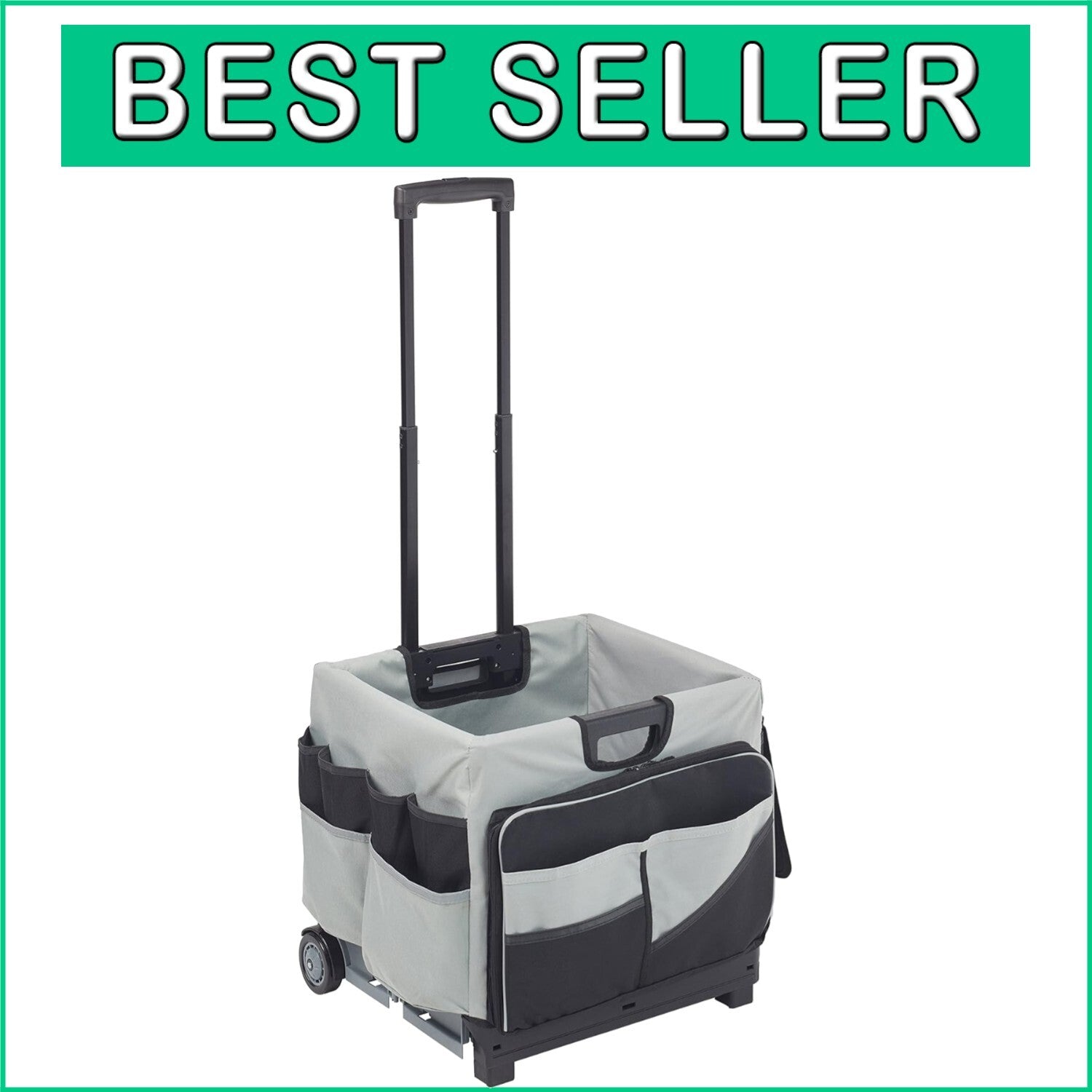 Durable Rolling Storage Cart with Saddlebag Organizer - Easy to Fold and Store