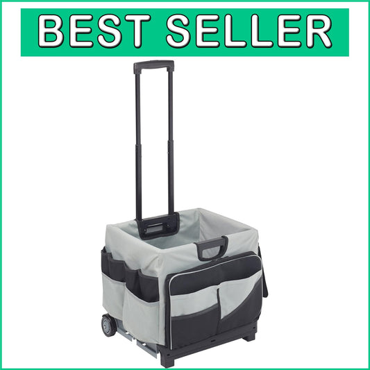 Durable Rolling Storage Cart with Saddlebag Organizer - Easy to Fold and Store