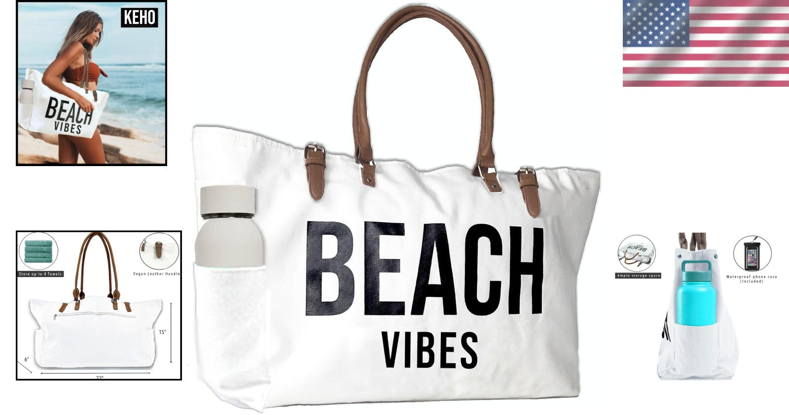 Versatile Waterproof Beach Bag with Ample Space and Easy Carry Handle for Women