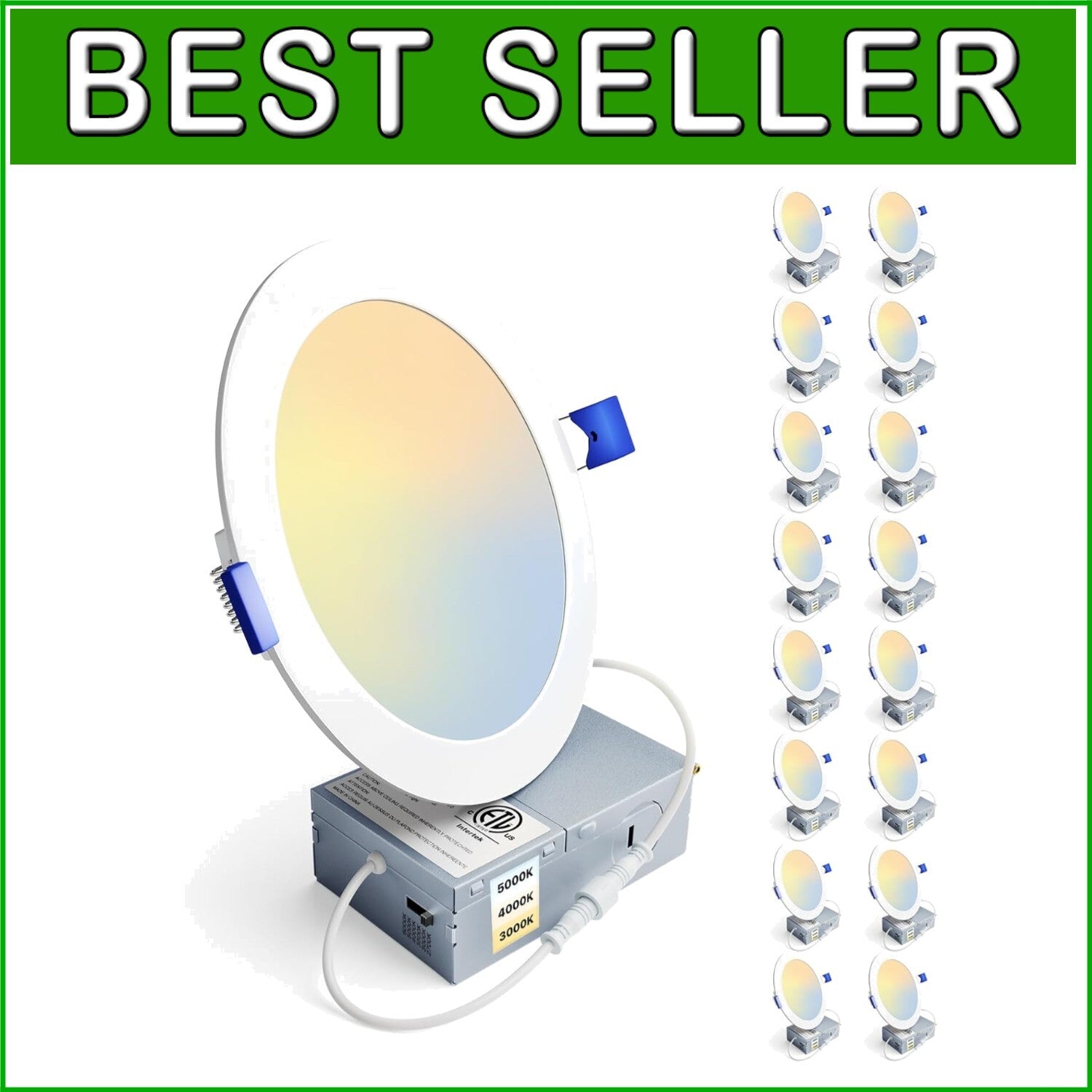 Energy Efficient 16 Pack 6 Inch Dimmable LED Recessed Ceiling Lights - 1200LM