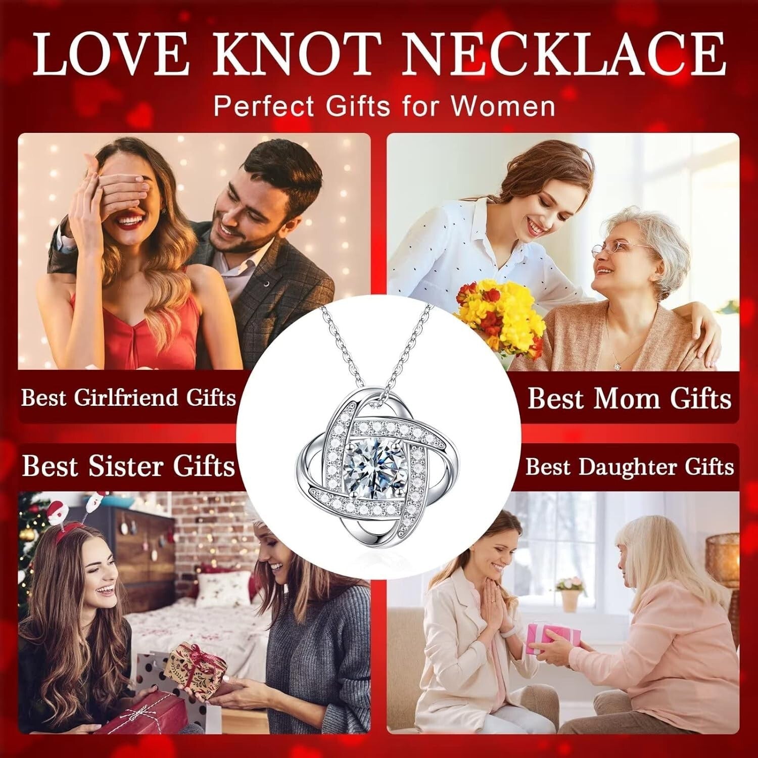 Dainty Love Knot Necklace in 14K White Gold - Perfect for Mother’s Day Gifts