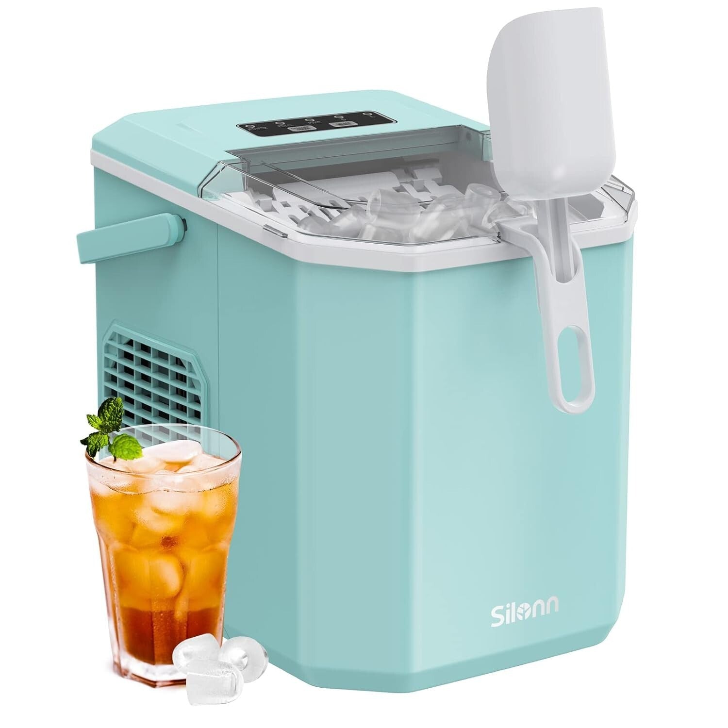 Quiet Portable Ice Maker with Basket & Scoop - Ideal for RV, Camping, and Home