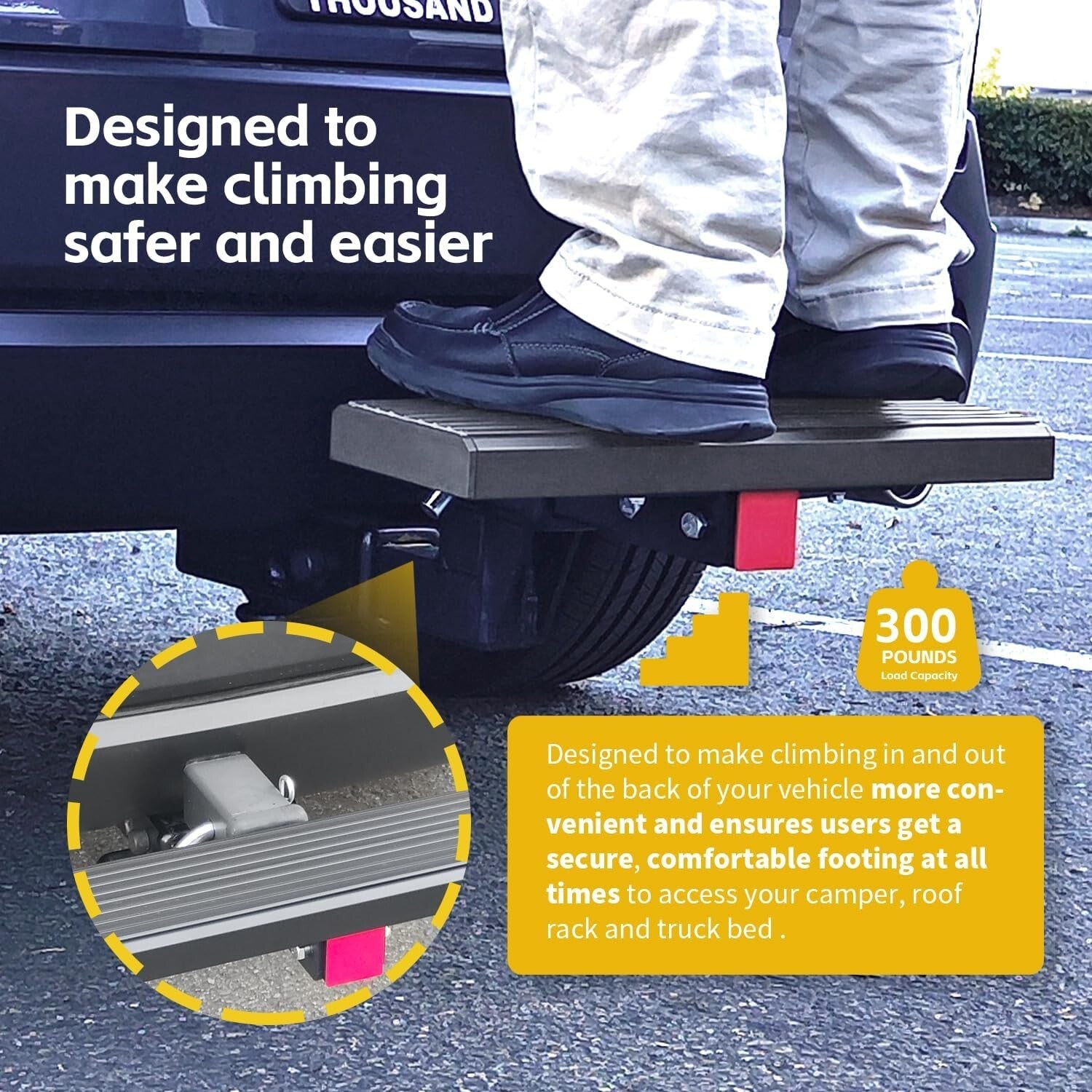 Durable 20" Hitch Step for SUVs - Non-Slip Bumper Guard & Easy Installation