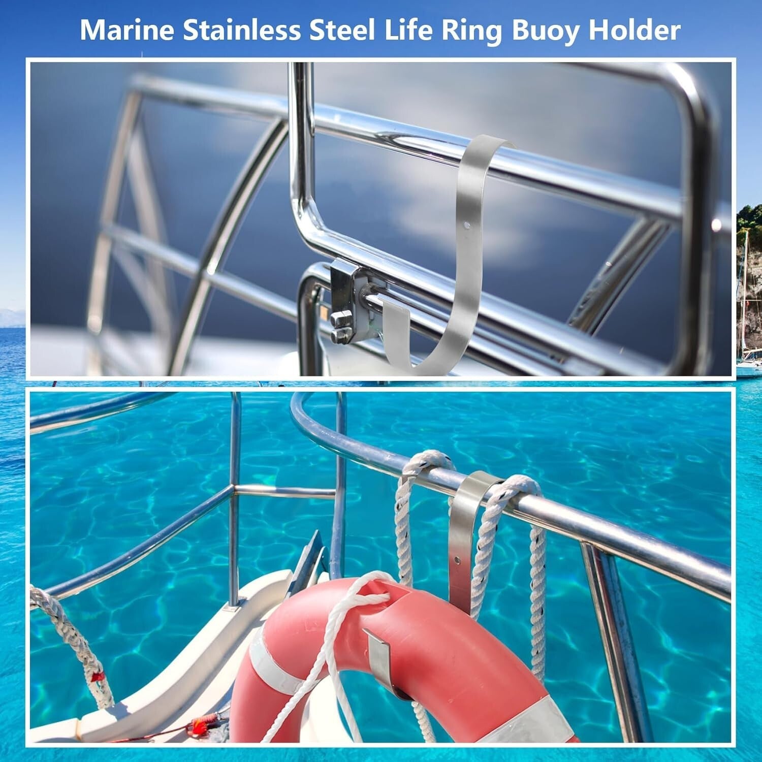 Emergency-Ready 28" Sailing Life Ring with Reflective Tape and Storage Bracket