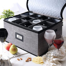 Load image into Gallery viewer, Padded Sturdy Glassware Storage Containers - Quilted Protection for 12 Cups