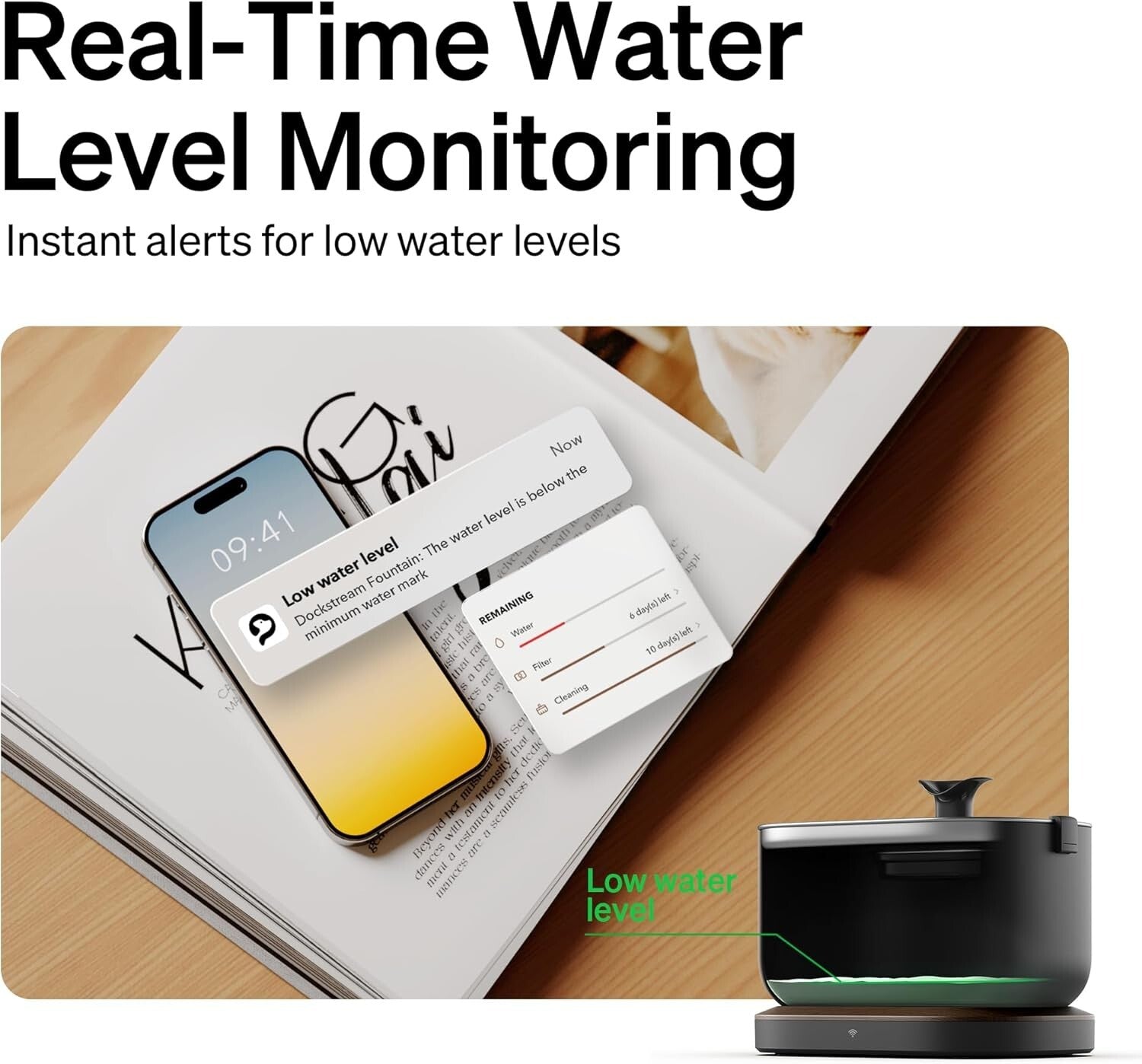 App-Enabled Pet Water Fountain - 2.5L Stainless Steel with Health Monitoring