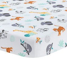 Load image into Gallery viewer, Mighty Jungle 3-Piece Crib Bedding Set - Colorful Animal Print Nursery Decor