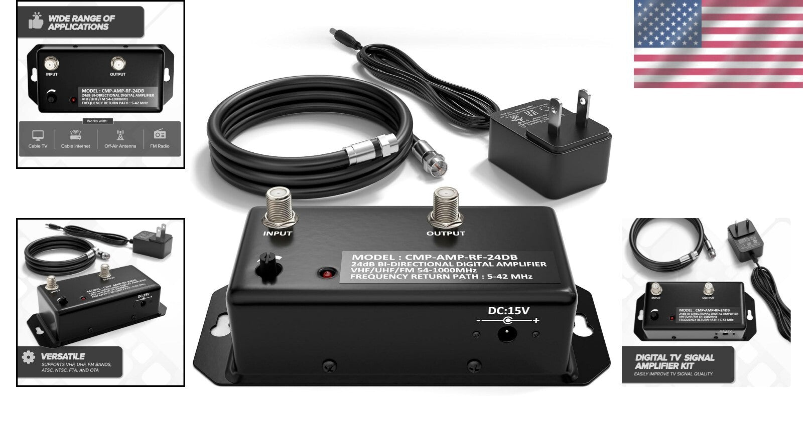 1000 MHz Signal Booster - Heavy Duty Antenna Amplifier for Crystal Clear TV