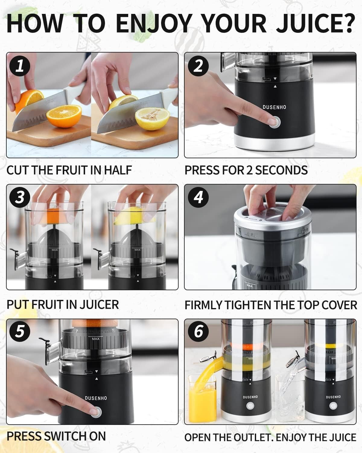 Easy Clean Citrus Juicer - Portable Rechargeable Juicer for Oranges & Lemons