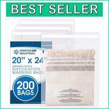 Load image into Gallery viewer, 200 Count 20" x 24" Clear Poly Bags with Suffocation Warning for Safe Packaging