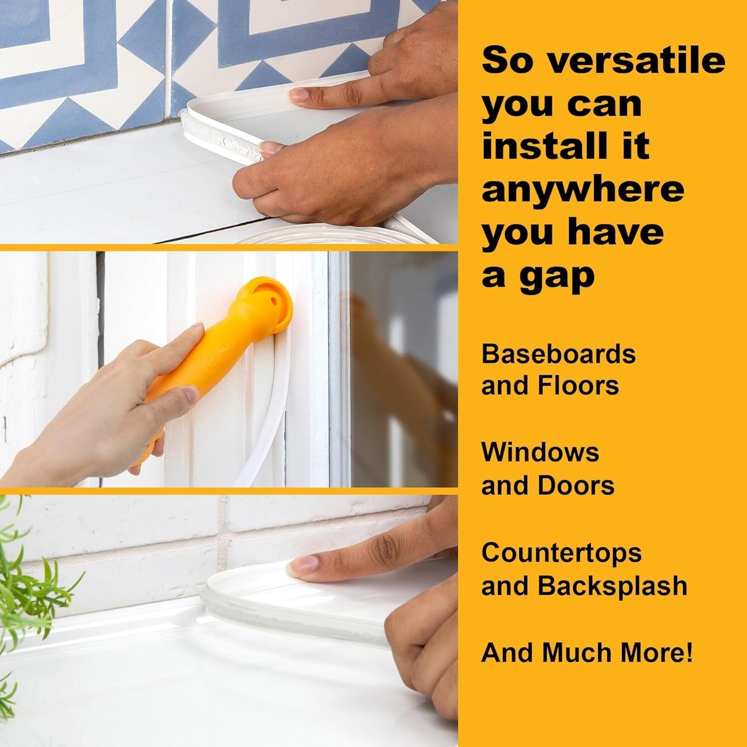 10ft Premium White Caulk Strip Bundle - Mess-Free Application for Home Projects