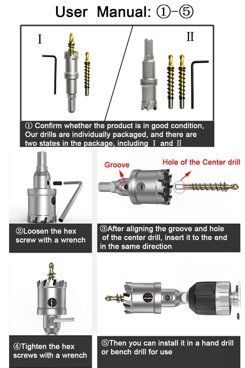 Robust Tungsten Carbide Tipped Hole Saw Drill Bit Set with Pilot Bits Included
