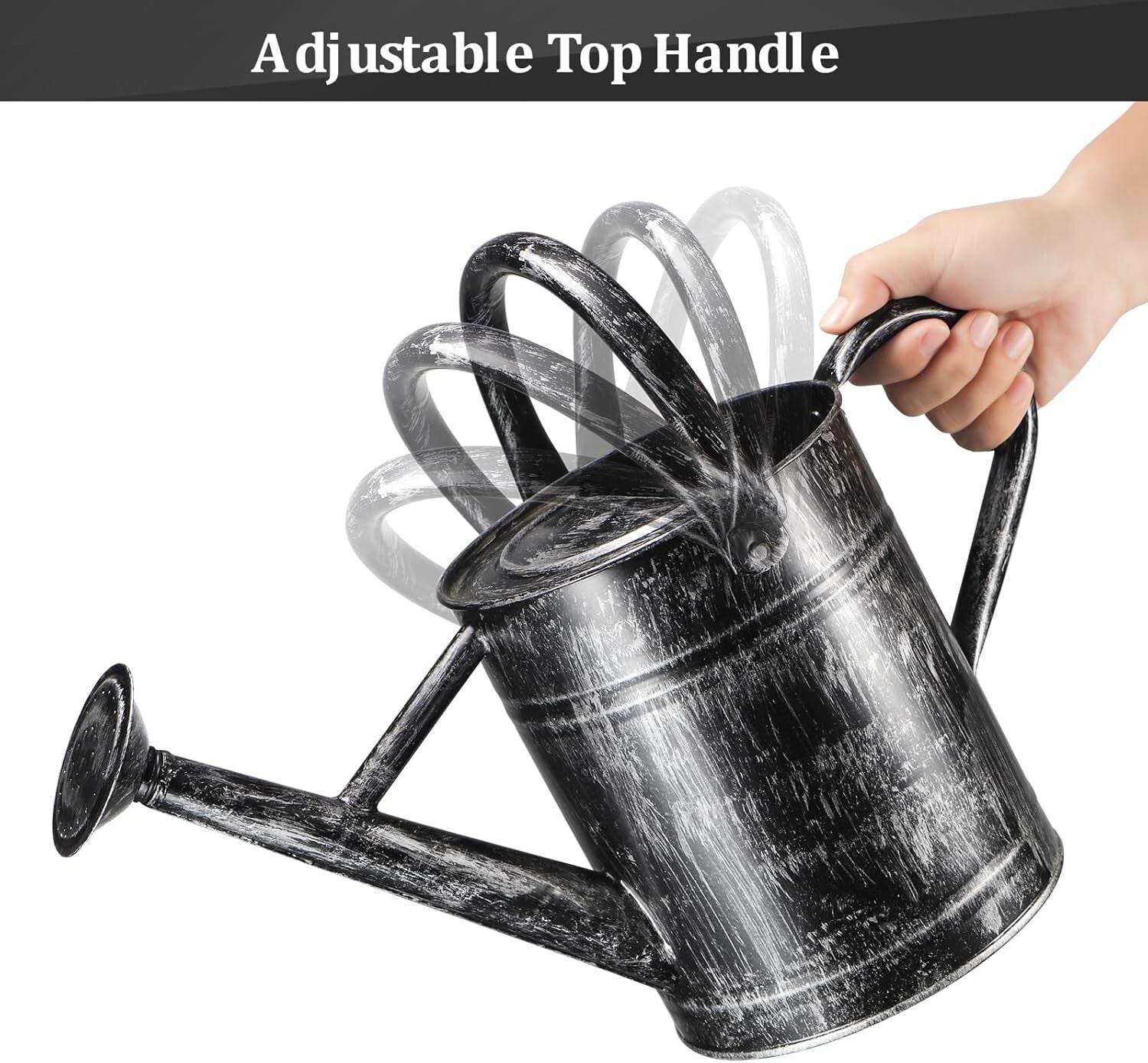 Elegant 1-Gallon Galvanized Steel Watering Can for Indoor & Outdoor Plants