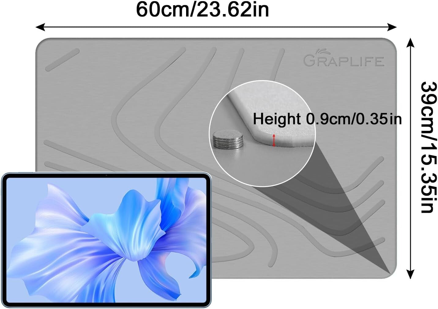 Diatomaceous Earth Quick-Dry Bath Mat - Stylish Non-Slip Shower Rug 1'3" x 1'11"