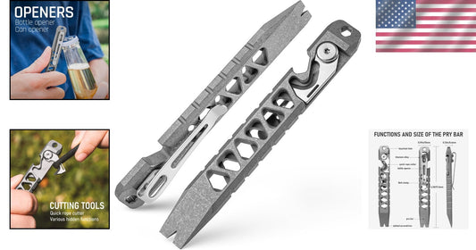 Ergonomic Titanium EDC Pry Bar with Pocket Clip - Ultimate Multitool for Men