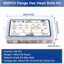 Load image into Gallery viewer, Complete 450PC Flanged Hex Head Bolt Set - Zinc Plated M6, M8, M10 Fasteners