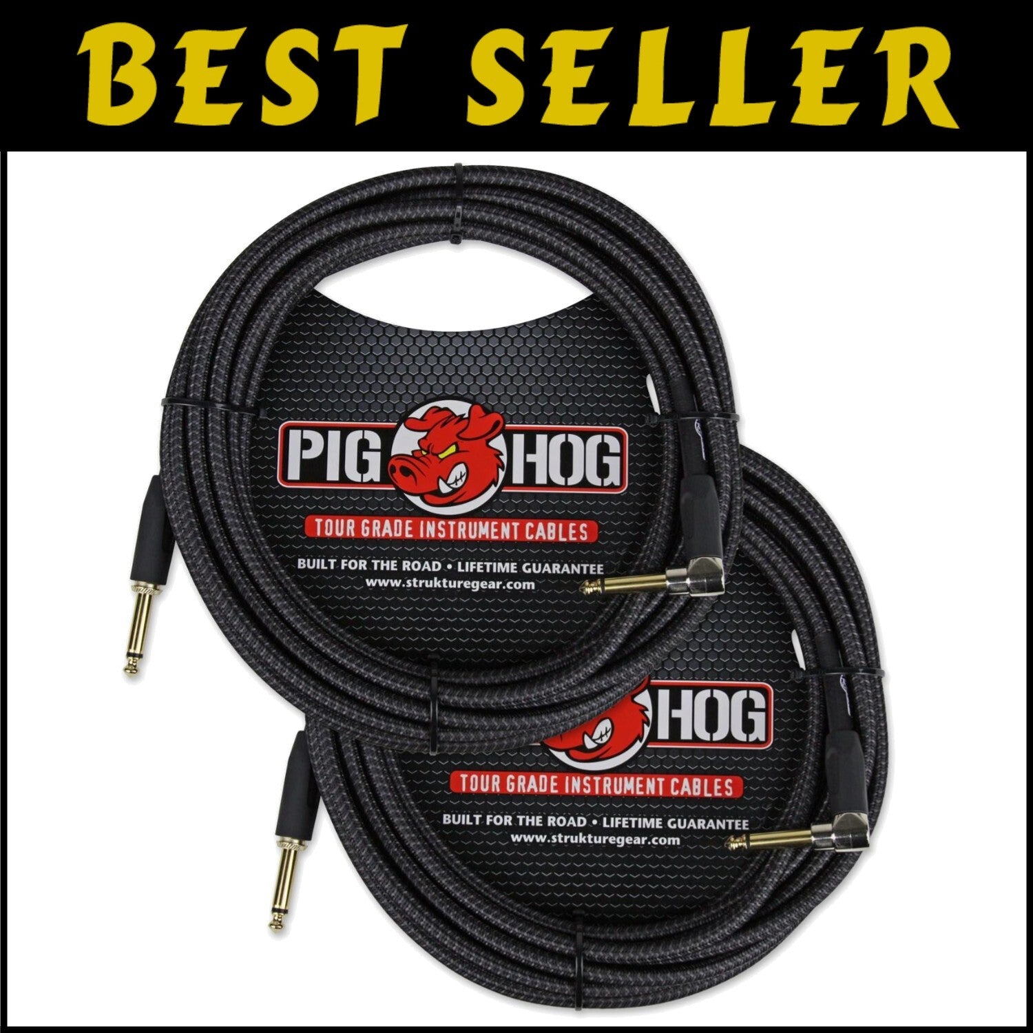 20ft Right Angle Woven Instrument Cable – 2-Pack for Enhanced Audio Performance