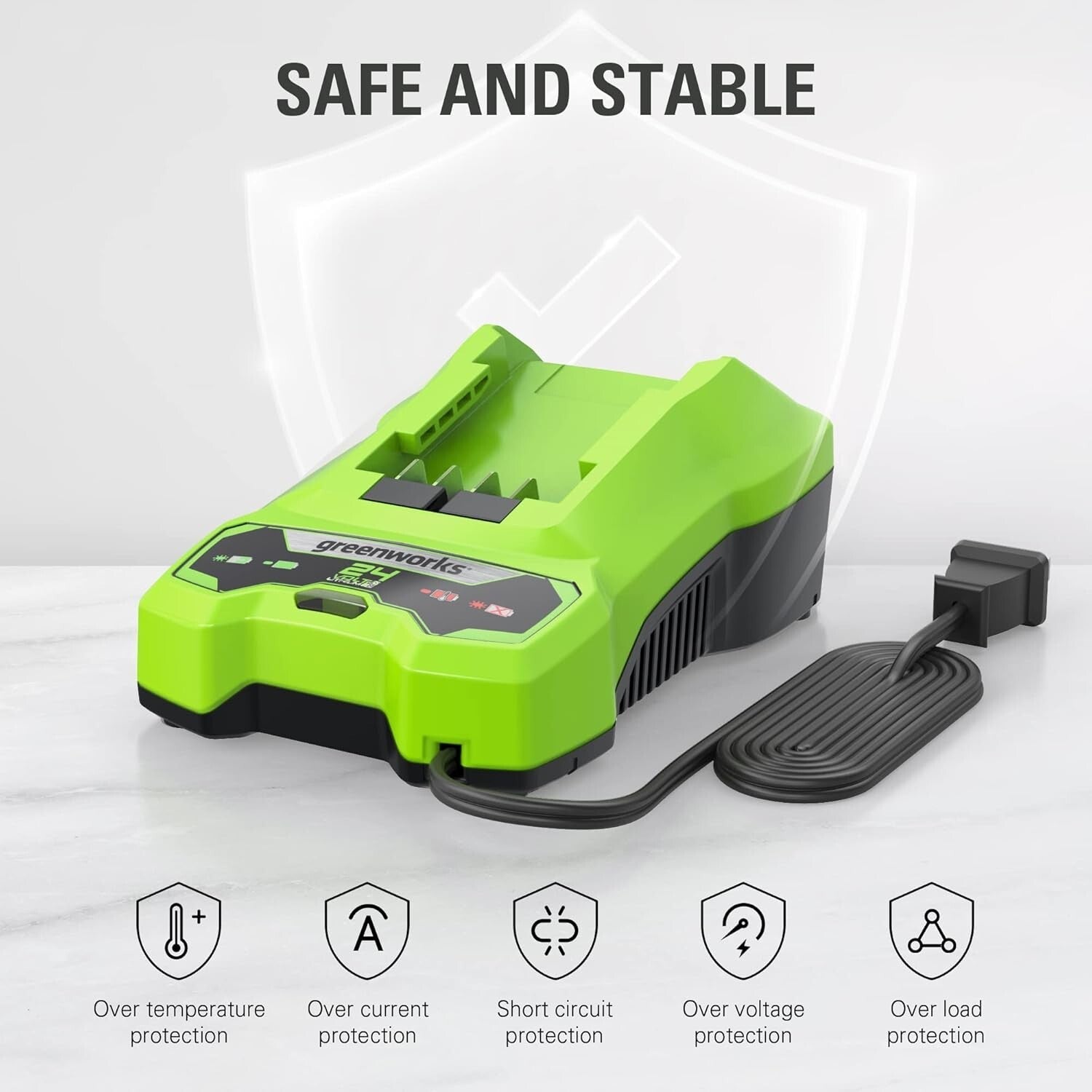 Efficient 24V Charger with Built-in USB & LED Indicator for All Outdoor Devices