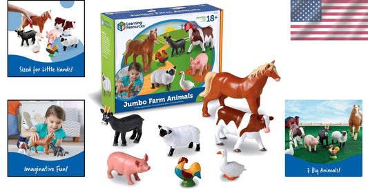 7-Piece Jumbo Farm Animal Set - Colorful Learning Toys for Toddler Play