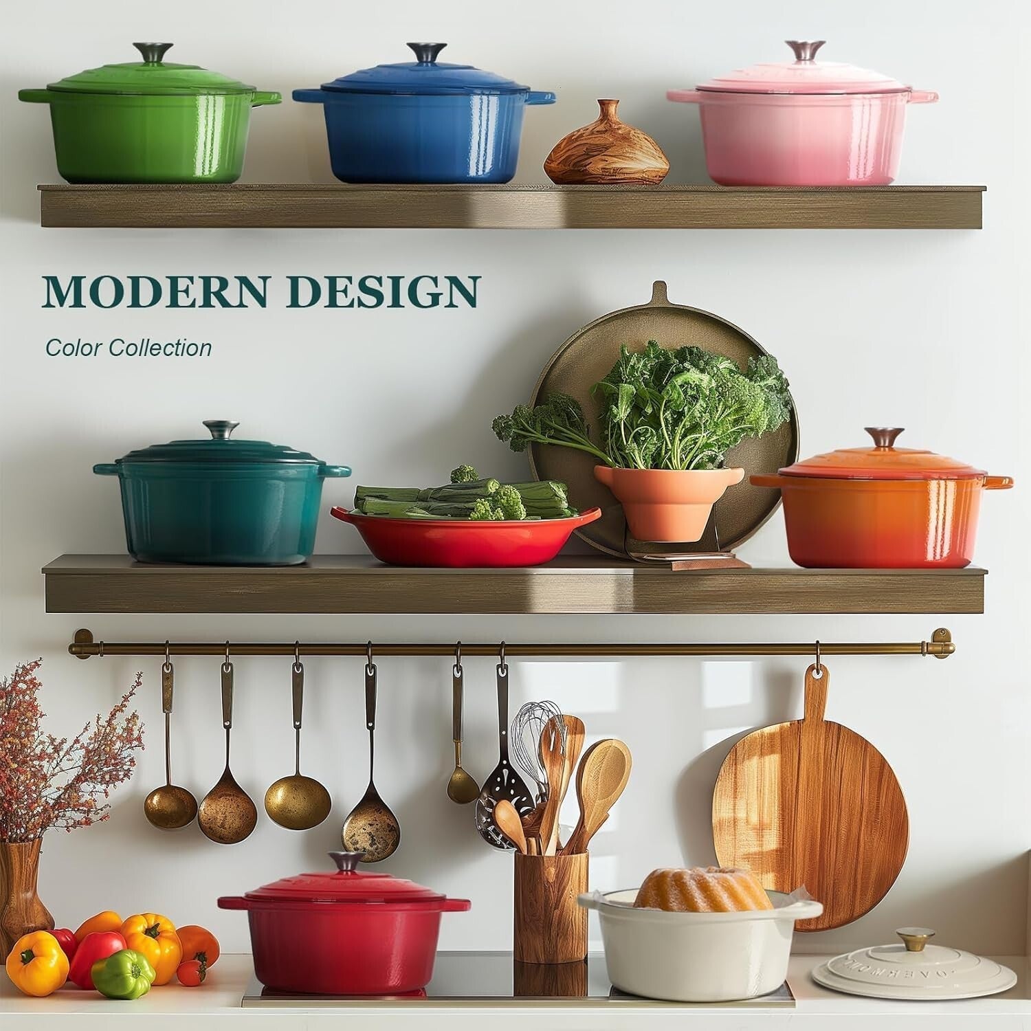 5.5QT Enameled Cast Iron Dutch Oven with Lid & Cookbook for Flavorful Cooking